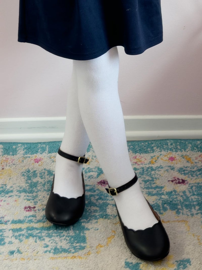 COTTON DAY Kids Girls School Dress Cotton Tights 8-10 Years 2 Pack (White, Size 10) - Image 4